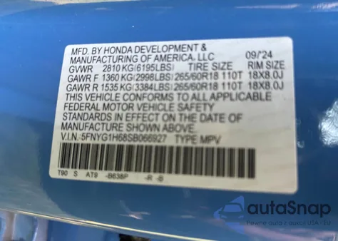 2025 Honda Pilot Trailsport z USA, uszkodzony, nr VIN 5FNYG1H68SB066927